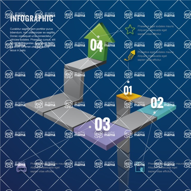 Infographic Templates Collection - Vector, Photoshop, PowerPoint, Google Slides - Infographic Template with 3D Steps and Depth